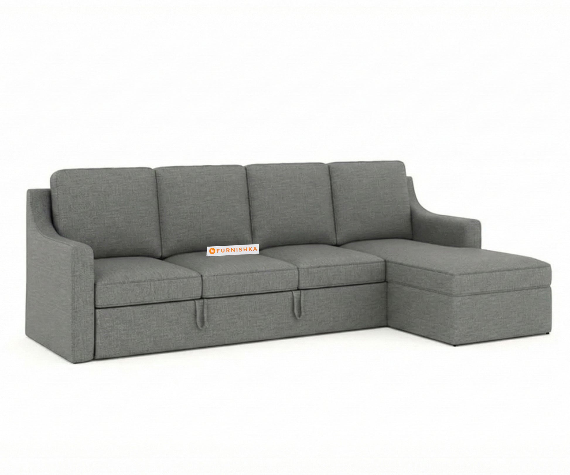 Arrasso Sofa 3+L RHS Sofa cum Bed  - Trout - Space Grey - Furnishka 