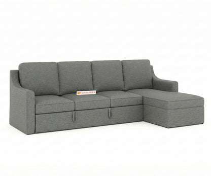 Arrasso Sofa 3+L RHS Sofa cum Bed  - Trout - Space Grey - Furnishka 