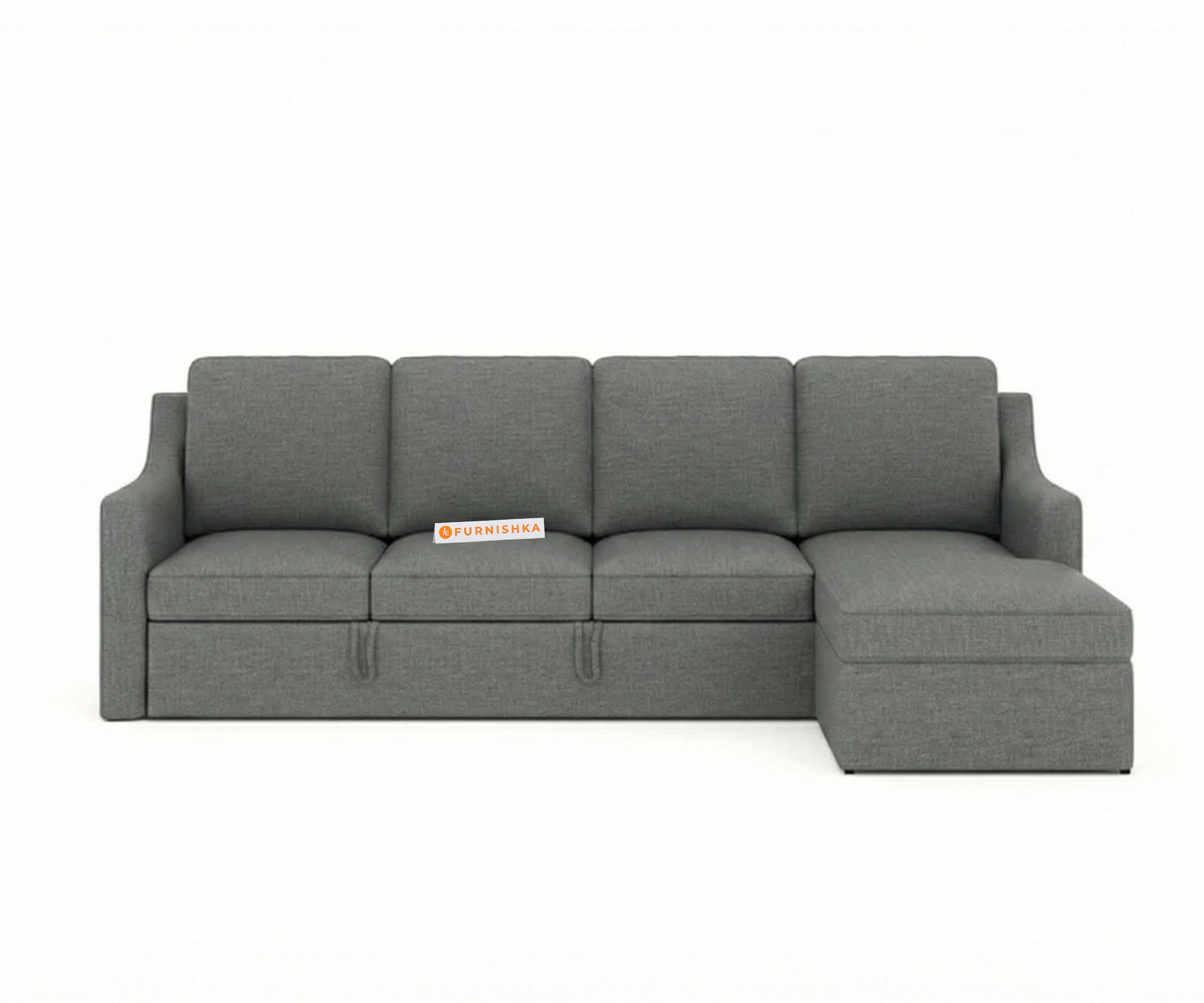 Arrasso Sofa 3+L RHS Sofa cum Bed  - Trout - Space Grey - Furnishka 
