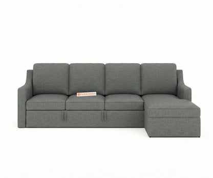 Arrasso Sofa 3+L RHS Sofa cum Bed  - Trout - Space Grey - Furnishka 