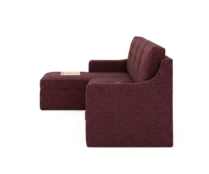 Arrasso Sofa 3+L Shape LHS Sofa cum Bed  - Dark Red Wine - Furnishka