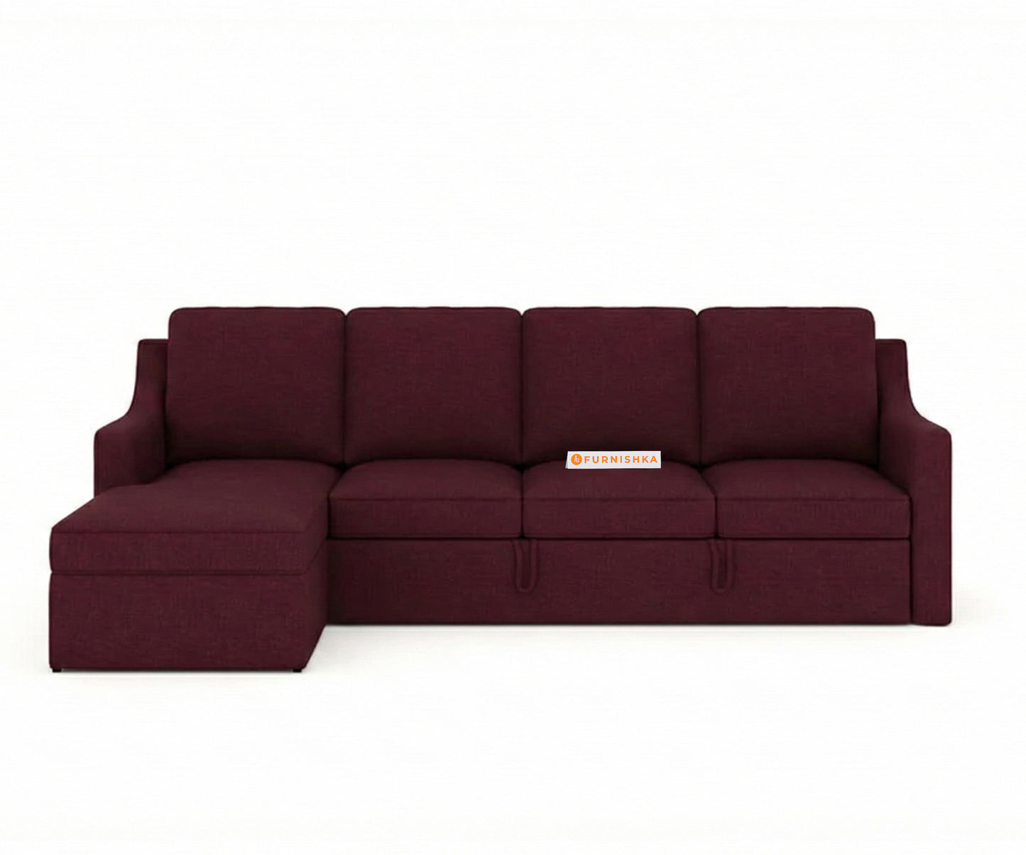 Arrasso Sofa 3+L Shape LHS Sofa cum Bed  - Dark Red Wine - Furnishka