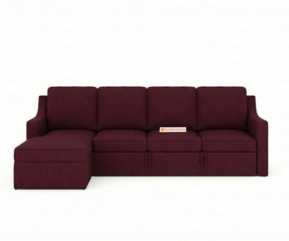 Arrasso Sofa 3+L Shape LHS Sofa cum Bed  - Dark Red Wine - Furnishka