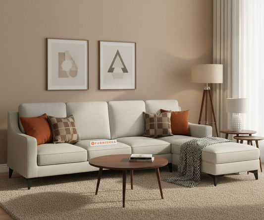 Arrasso Sofa 3+RHS Sectional Sofa - Light Beige - Furnishka 