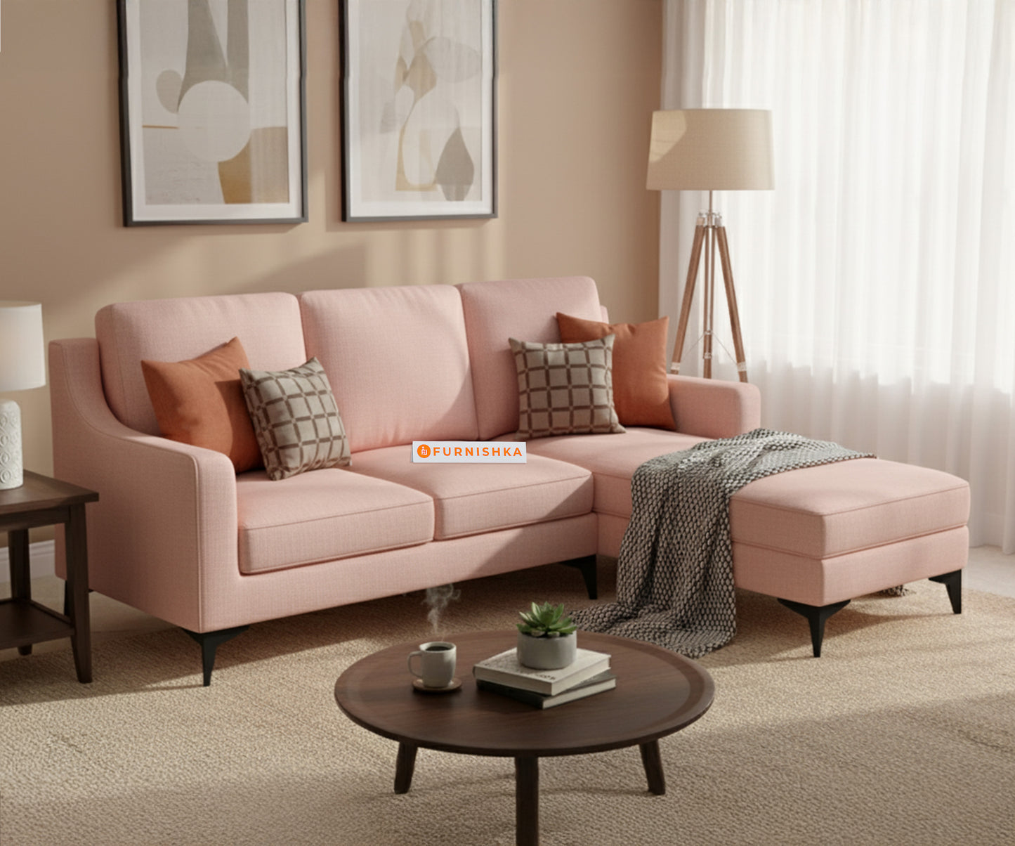 Arrasso 2+Sectional Sofa RHS - Flamingo Pink