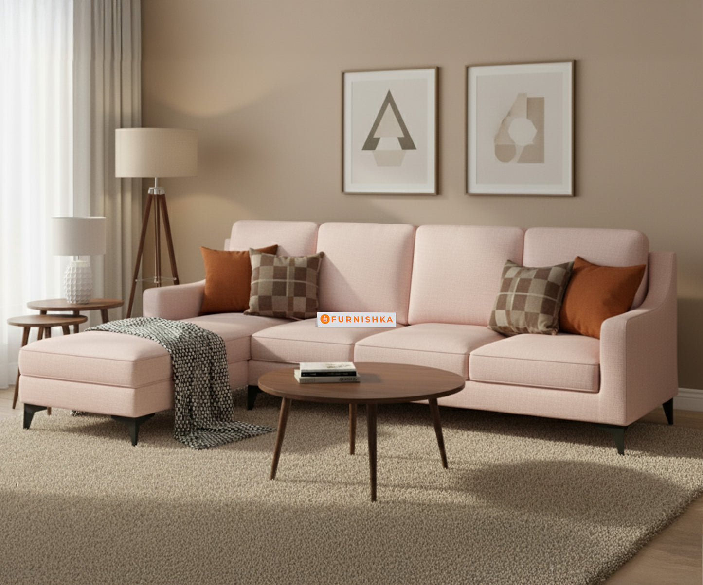 Arrasso 3+LHS Sectional Sofa -  Flamingo Pink
