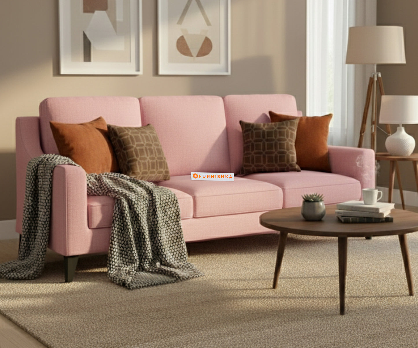 Arrasso 3 Seater Sofa Flamingo Pink