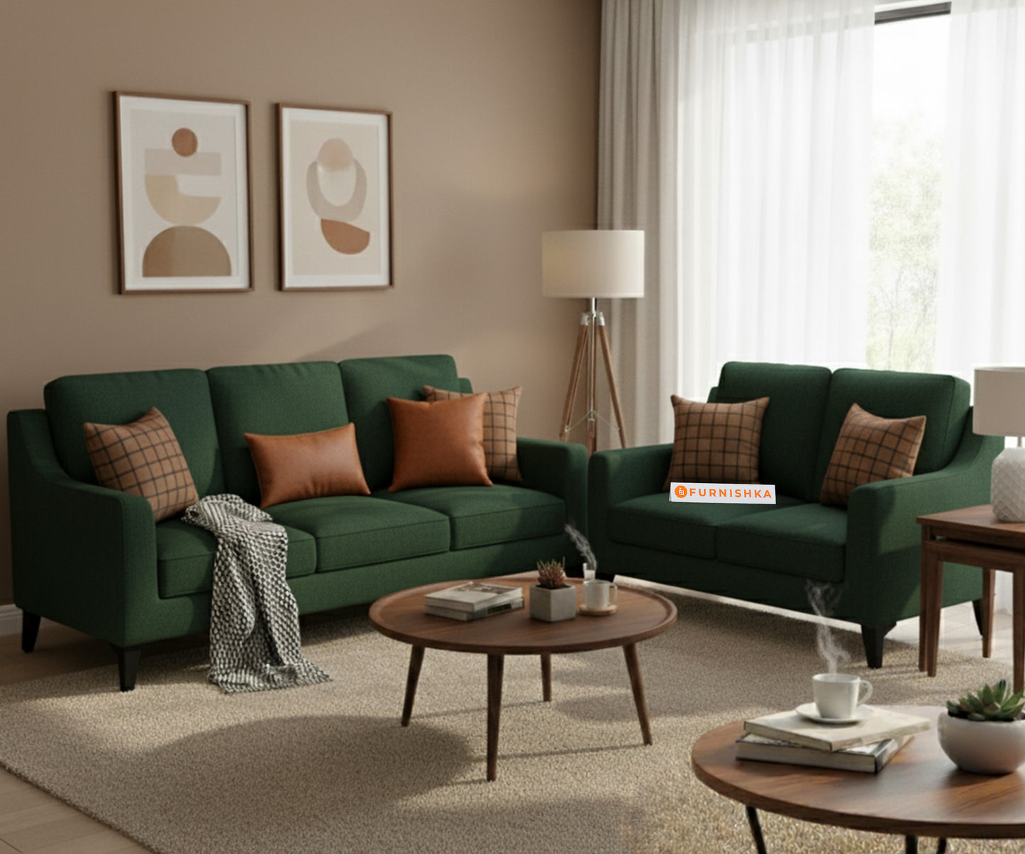 Arrasso 3+2 Seater Sofa - Dark Green Pine
