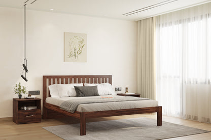 Arya Solid Wood Bed with Non Storage - Queen Size - Furnishka 