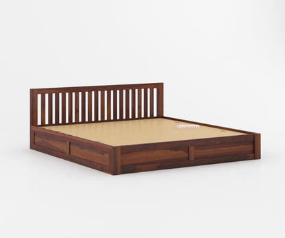 Arya Solid Wood King Bed with Box Storage - Furnishka 