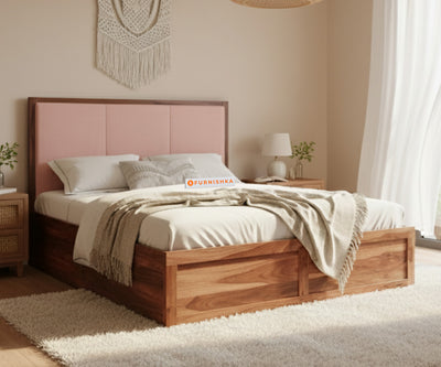 Ashlyn Sheesham Bed Box Storage - King Size Flamingo Pink