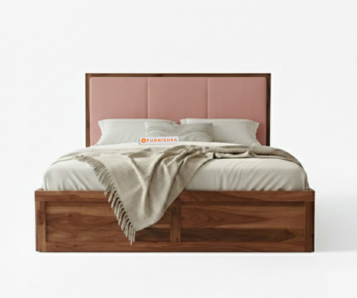 Ashlyn Sheesham Bed Box Storage - King Size Flamingo Pink - Furnishka 