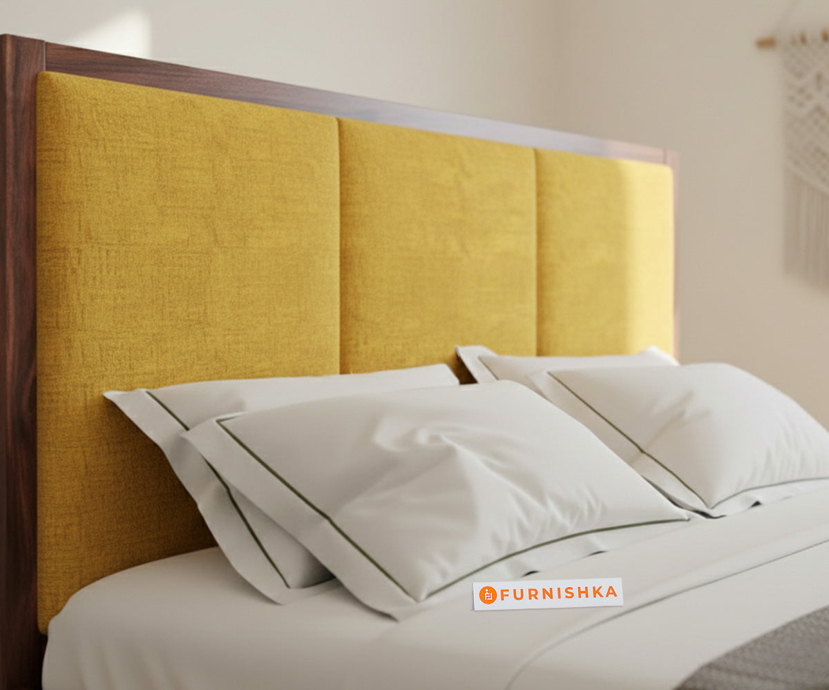 Ashlyn Sheesham Bed Box Storage - King Size  Mustard Yellow - Furnishka 