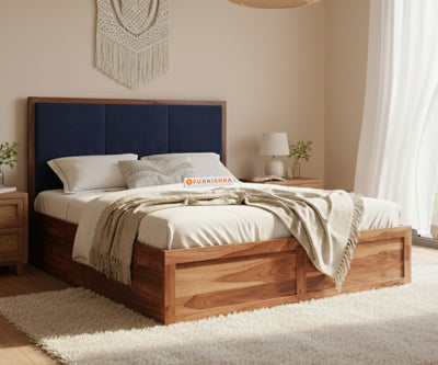 Ashlyn Sheesham Bed Box Storage - King Size Persian Blue