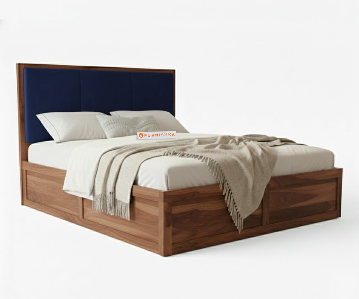 Ashlyn Sheesham Bed Box Storage - King Size Persian Blue - Furnishka 