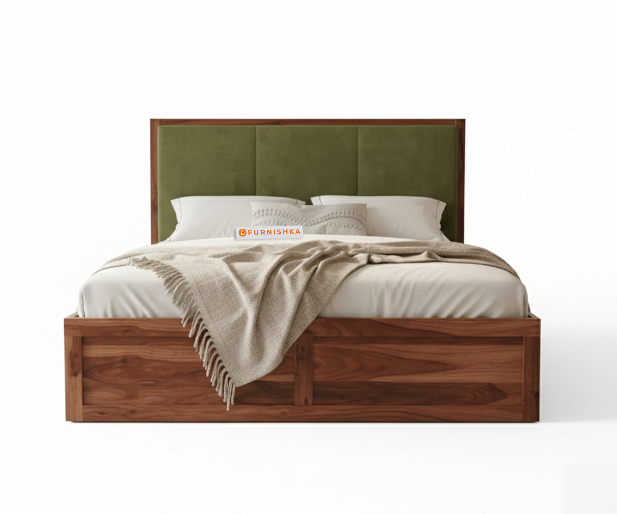 Ashlyn Sheesham Bed Box Storage - King Size Pine Green - Furnishka 