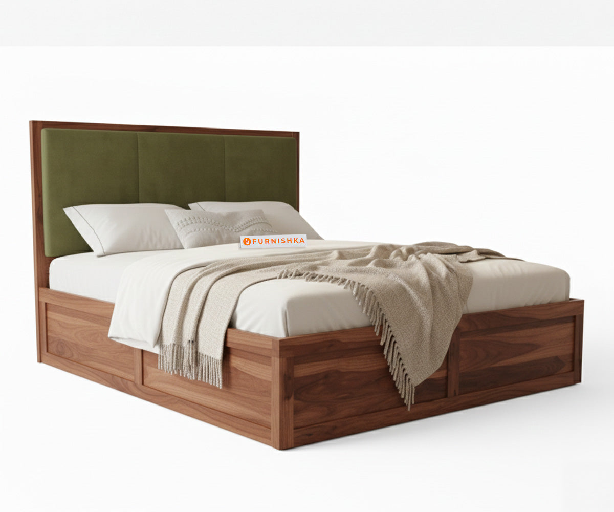 Ashlyn Sheesham Bed Box Storage - King Size Pine Green - Furnishka 