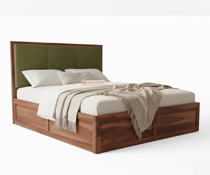 Ashlyn Sheesham Bed Box Storage - King Size Pine Green - Furnishka 