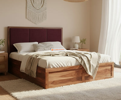 Ashlyn Sheesham Bed Box Storage - King Size Red Wine