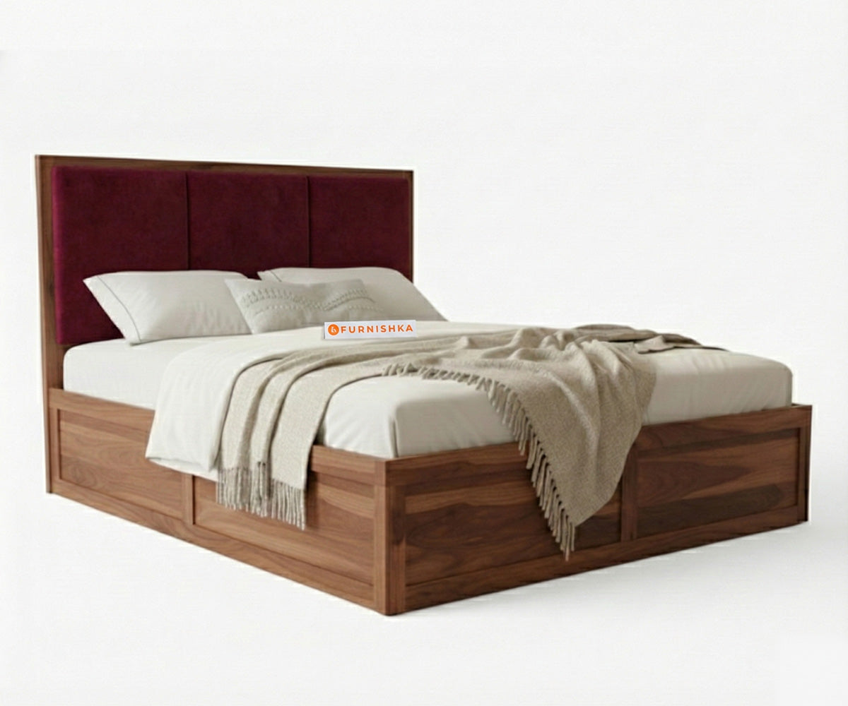 Ashlyn Sheesham Bed Box Storage - King Size Red Wine - Furnishka 