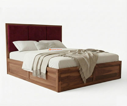 Ashlyn Sheesham Bed Box Storage - King Size Red Wine - Furnishka 