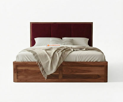 Ashlyn Sheesham Bed Box Storage - King Size Red Wine - Furnishka 