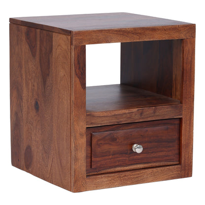 Asiro Sheesham Bedside Table with Single Drawer - Furnishka 