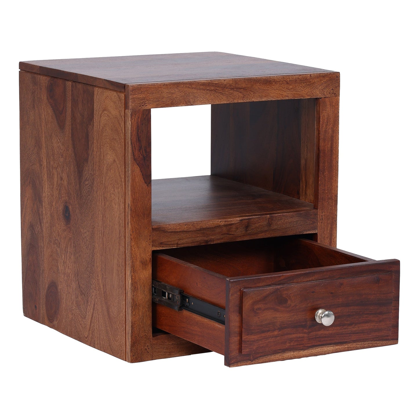 Asiro Sheesham Bedside Table with Single Drawer - Furnishka 