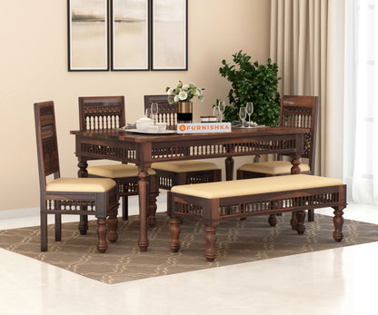Atlanta 6 Seater Dining Set with Cushion & Chairs - Furnishka 