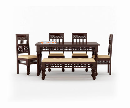 Atlanta 6 Seater Dining Set with Cushion & Chairs - Furnishka 