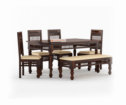Atlanta 6 Seater Dining Set with Cushion & Chairs - Furnishka 