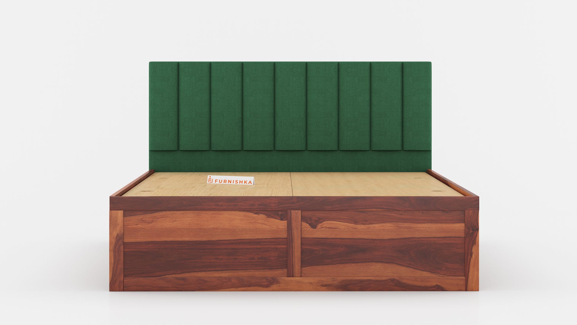 Augustus Sheesham Wood bed with Upholstered headboard Box Storage King Size - Furnishka 