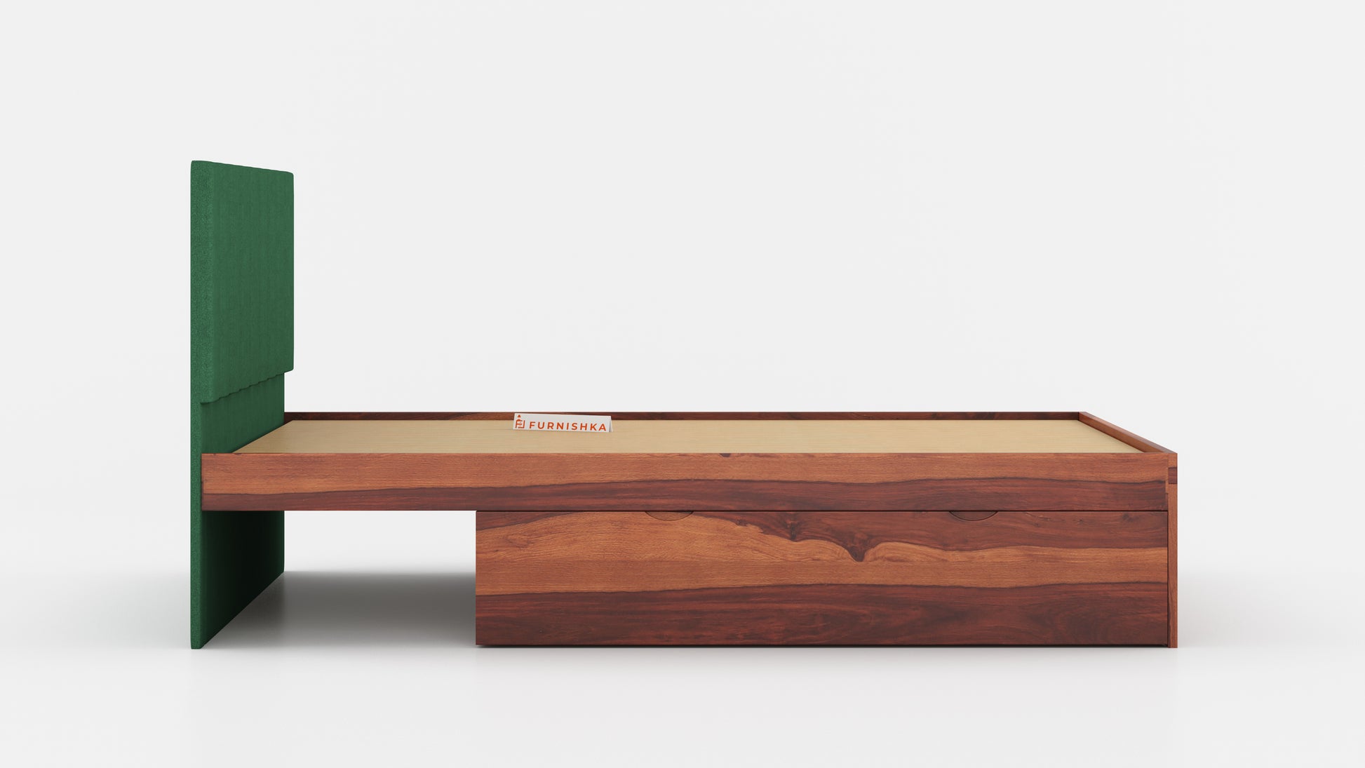 Augustus Sheesham Wood bed with Upholstered headboard Drawer Storge King Size - Furnishka 