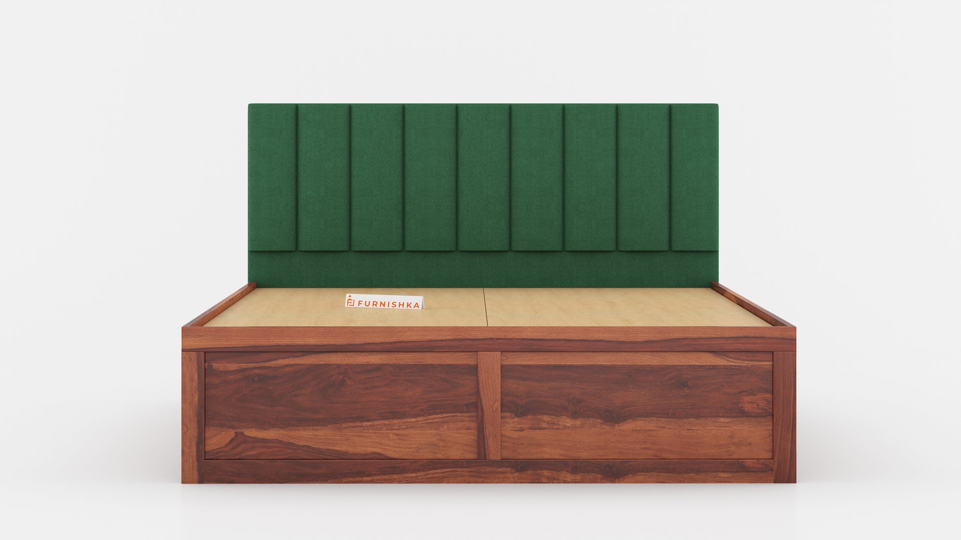 Augustus Sheesham Wood bed with Upholstered headboard Drawer Storge King Size - Furnishka 