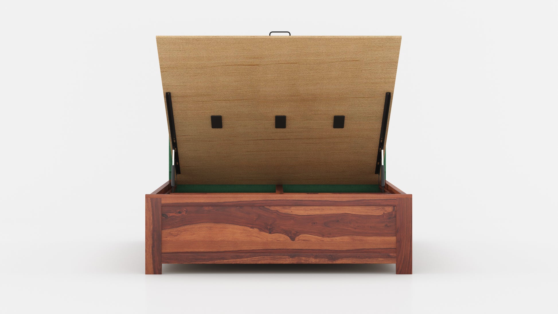 Augustus Sheesham Wood bed with Upholstered headboard Hydraulic Storage King Size - Furnishka 