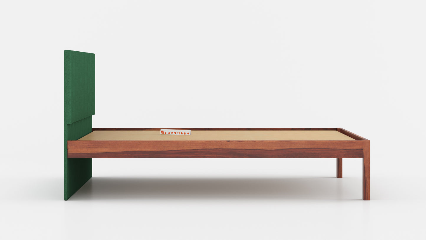 Augustus Sheesham Wood bed with Upholstered headboard Non Storage Queen Size - Furnishka 