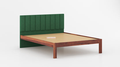 Augustus Sheesham Wood bed with Upholstered headboard Non Storage King Size - Furnishka 