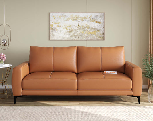 Balvin Leather 3 Seater Sofa - Furnishka 