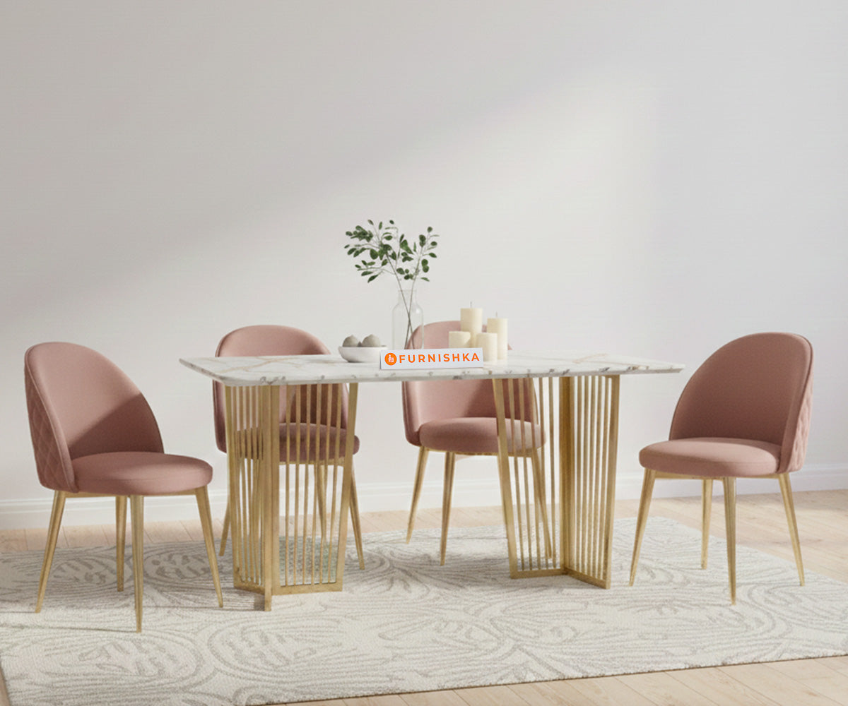 Barolo 4 Seater Dining Sets with Indian Banswara Marble Top - Furnishka 