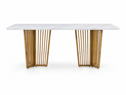 Barolo Dining Table 6 Seater PVD Gold Base - Furnishka 