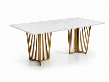 Barolo Dining Table 6 Seater PVD Gold Base - Furnishka 