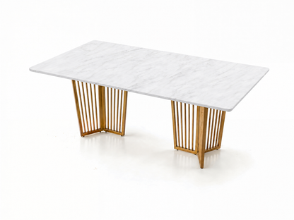 Barolo Dining Table 6 Seater PVD Gold Base - Furnishka 