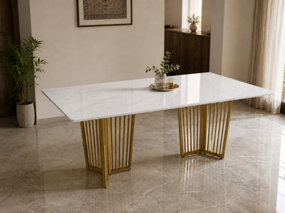 Barolo Dining Table 6 Seater PVD Gold Base