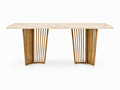 Barolo Dining Table 6 Seater PVD Gold Base - Furnishka 