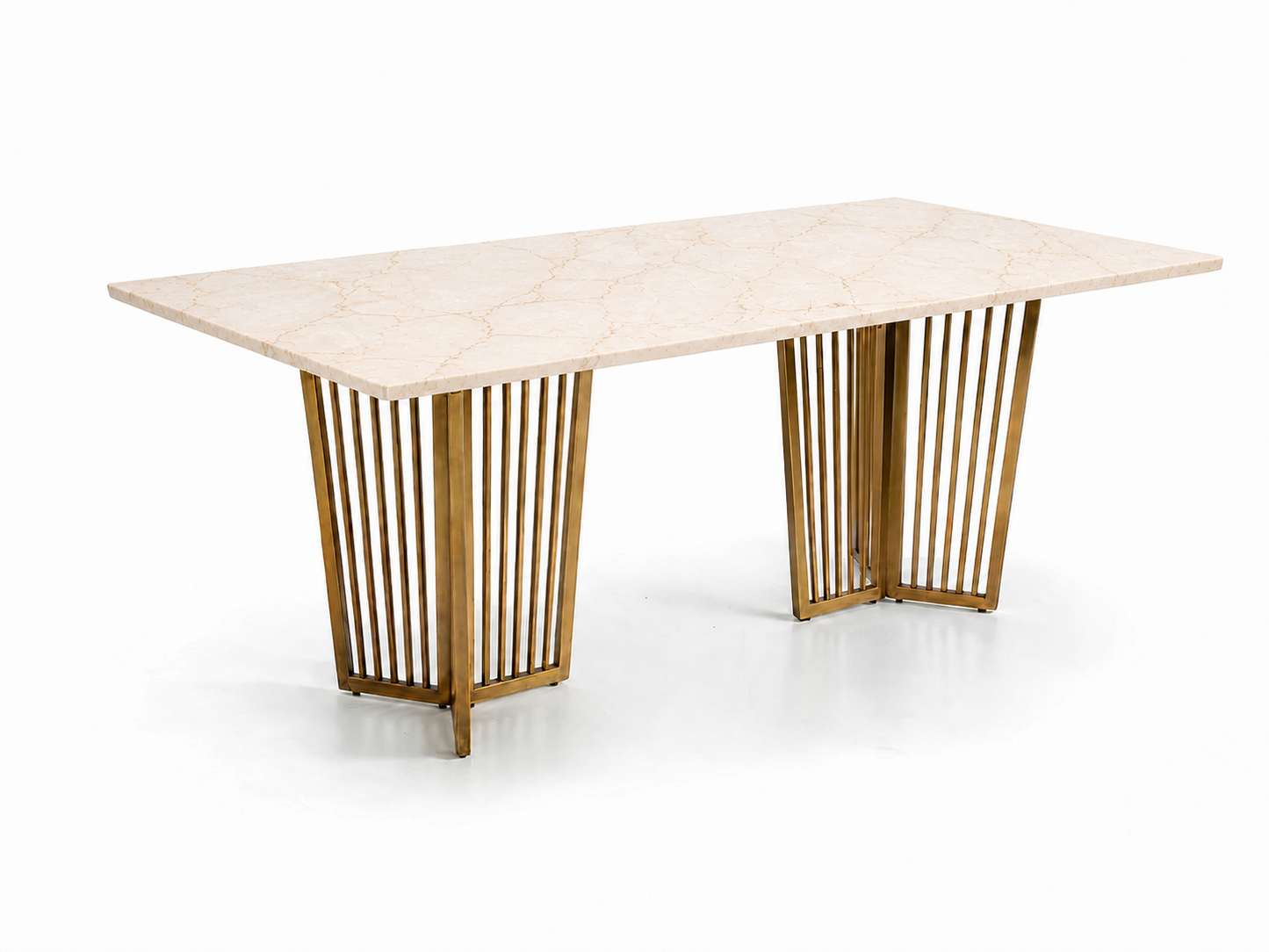 Barolo Dining Table 6 Seater PVD Gold Base - Furnishka 