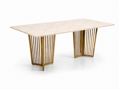 Barolo Dining Table 6 Seater PVD Gold Base - Furnishka 