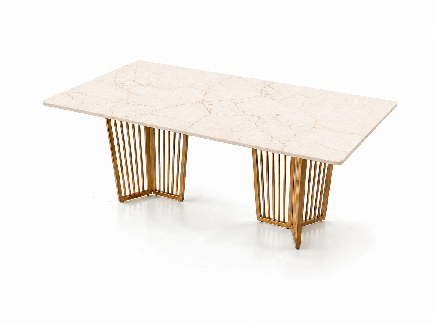 Barolo Dining Table 6 Seater PVD Gold Base - Furnishka 