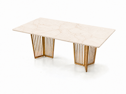 Barolo Dining Table 6 Seater PVD Gold Base - Furnishka 