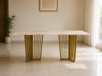 Barolo Dining Table 6 Seater PVD Gold Base