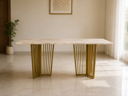 Barolo Dining Table 6 Seater PVD Gold Base - Furnishka